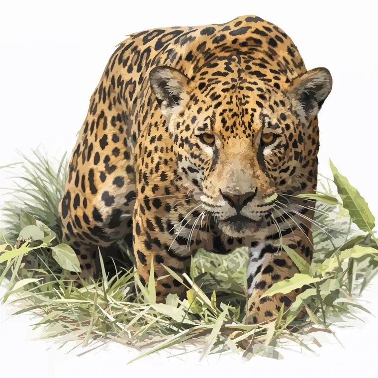 Jaguar echado entre la vegetación