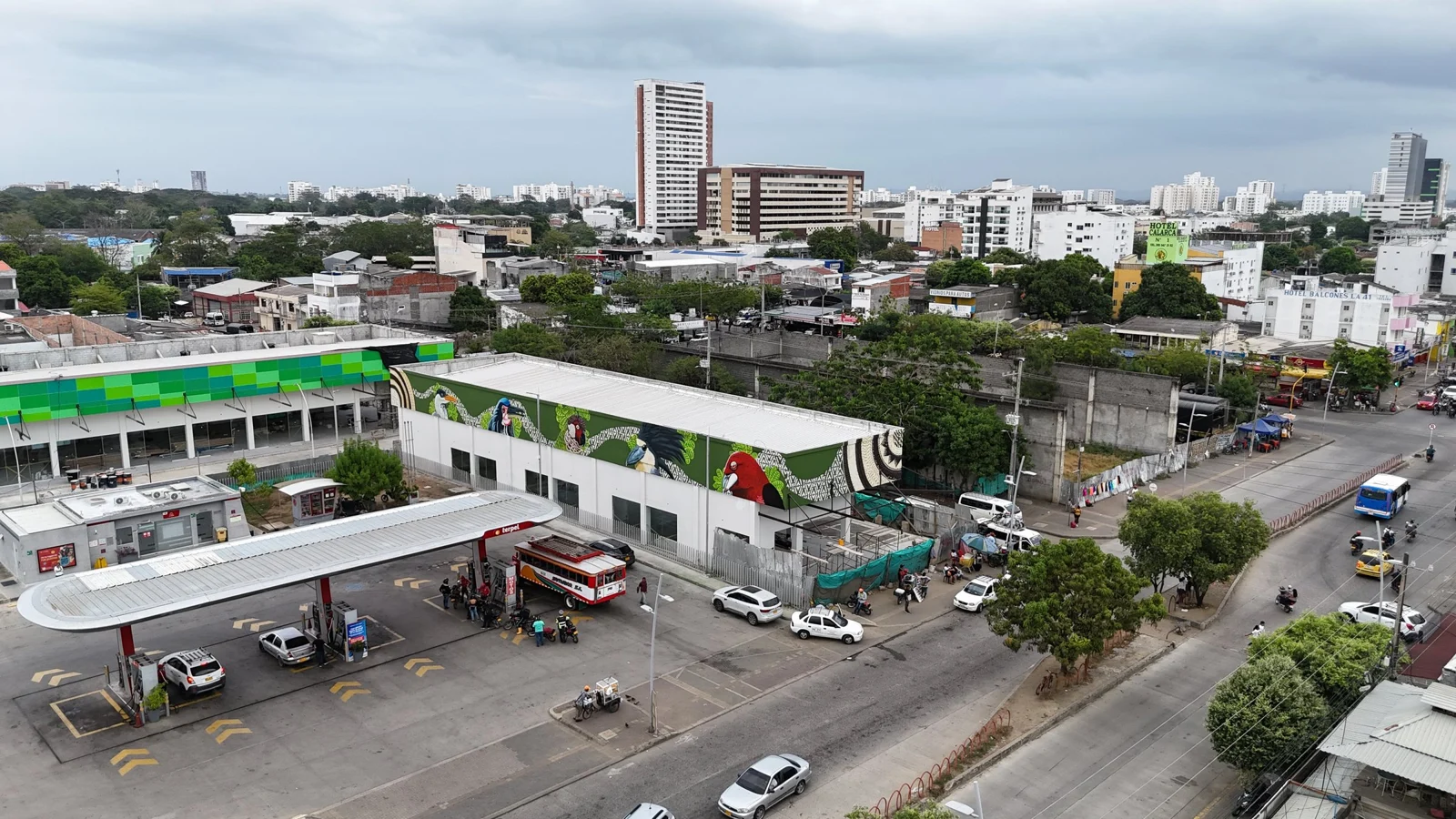 Mural Río Tejido en Plumas visto desde el aire